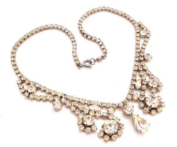 Vintage Necklace, Ornate Crystal Rhinestone Set A… - image 1