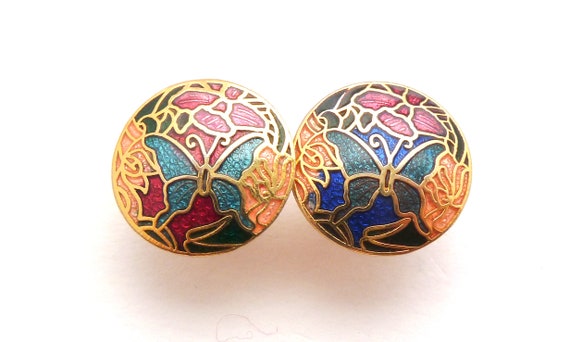 Vintage Cloisonne Enamel Butterfly And Flower Des… - image 3