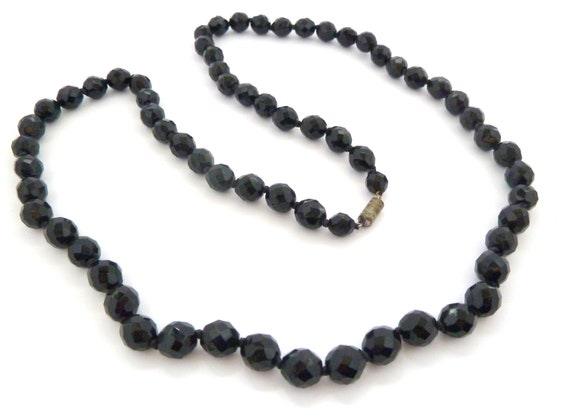 Vintage Necklace, Chunky Black Faceted French Jet… - image 3