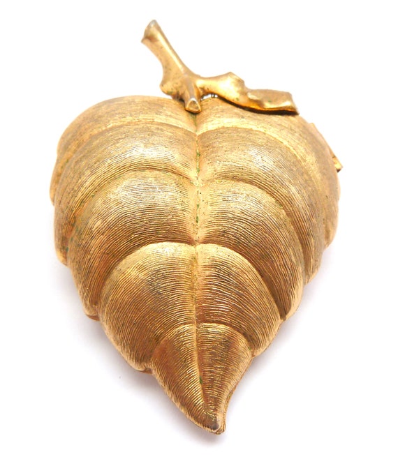 Broche Vintage Avon En Forme De Feuille - Alliage Doré, Très Bon état
