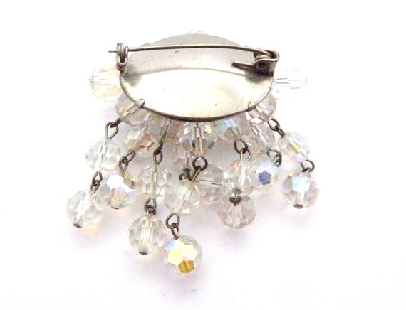 Broche Vintage Style Haute Joaillerie - Argentée Avec Cristaux Et Perle Poire - Très Bon état