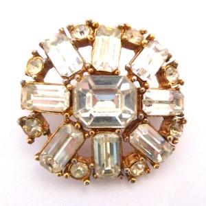 Vintage Brooch, Mid Century Rhinestone Set Pin, 40s 50s Jewellery