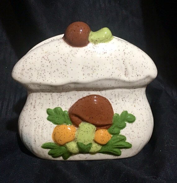 Vintage Mushroom Napkin Holder Retro 70 S Kitchen Decor Etsy