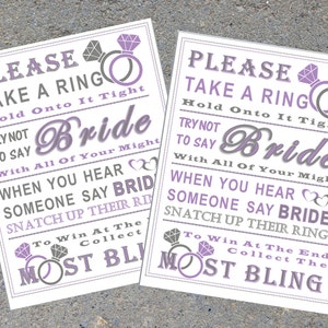 Purple & Gray Don&#39;t Say Bride Shower Game