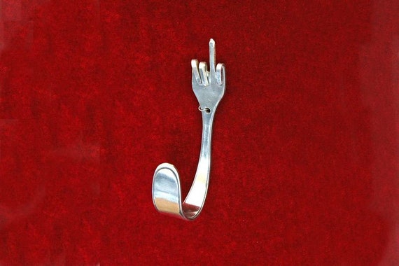 Coat hook Stinkefinger - jewelry silver cutlery