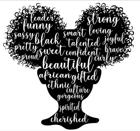 young beautiful black girl SVG PNG
