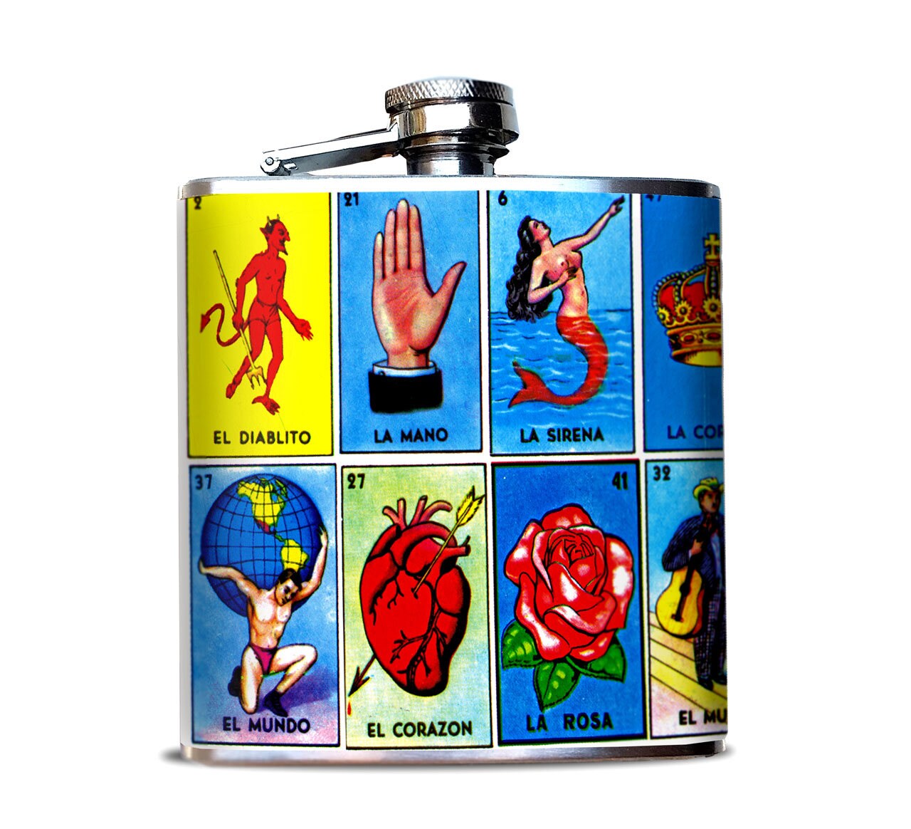 Loteria Flask Tequila Flask Day of the Dead Hip Flask Etsy