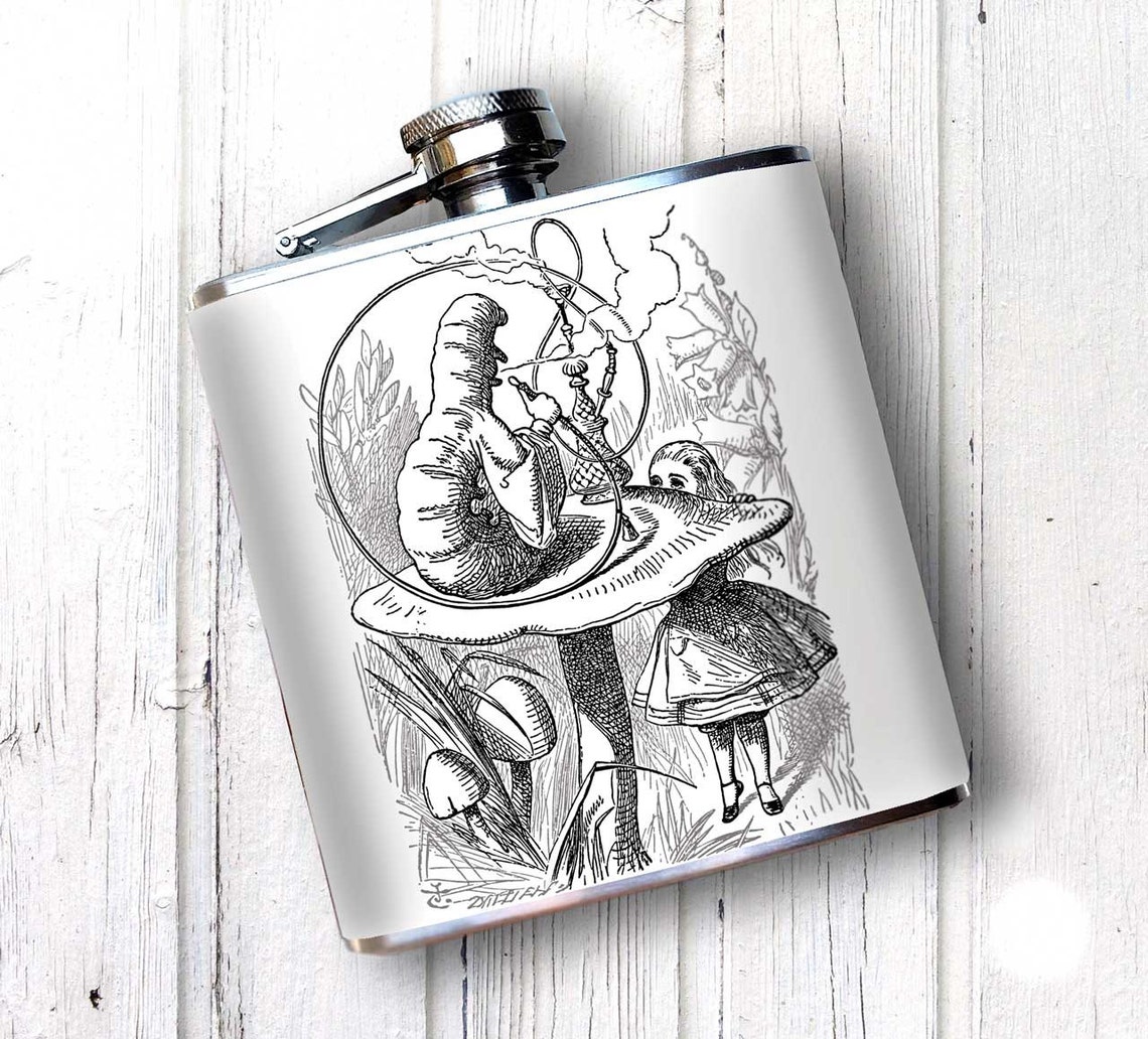 Hookah Pipe Illustration Flask Alice in Wonderland Booze Etsy