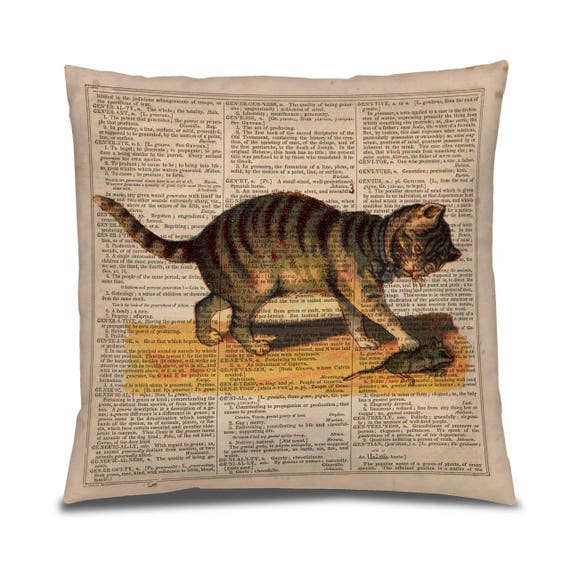 Vintage Cat PIllow Cover Cat and Mouse Cat pillow cases | Etsy
