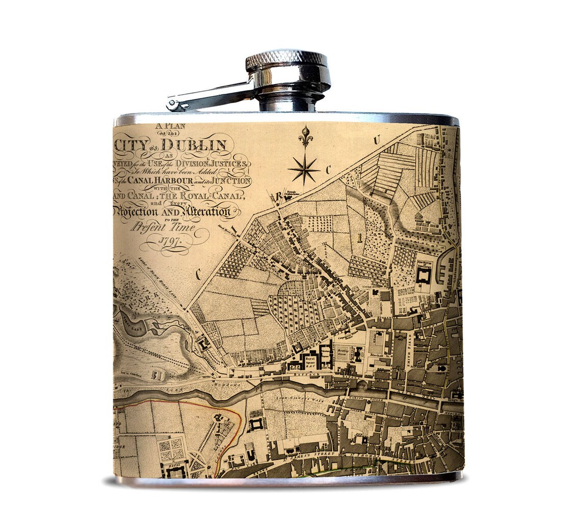 Flask with DUBLIN Street MAP Hip Flask Map flask City map Etsy