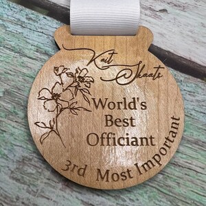 Custom Designed .  Personalized . Wood Medal . Hand Finished .