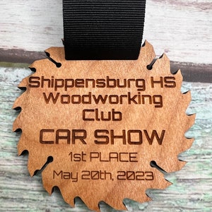 Custom Designed Laser Engraved Wood Medal
