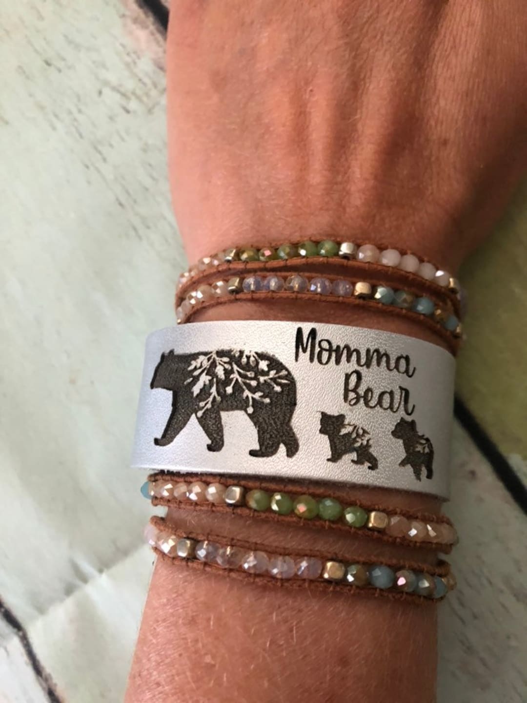 Mama bear leather best sale bracelet