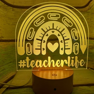 Boho Design #teacherlife Rainbow  LED Light