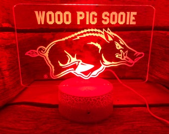 Wooo Pig Sooie Arkansas Razorbacks LED Light