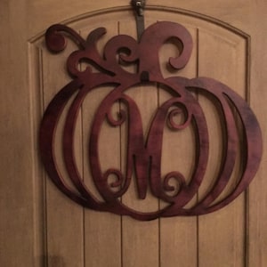 Unfinished Monogram Pumpkin Door Hanger