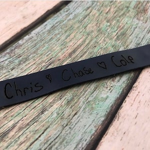 Personalized Hand Written Leather Bracelet