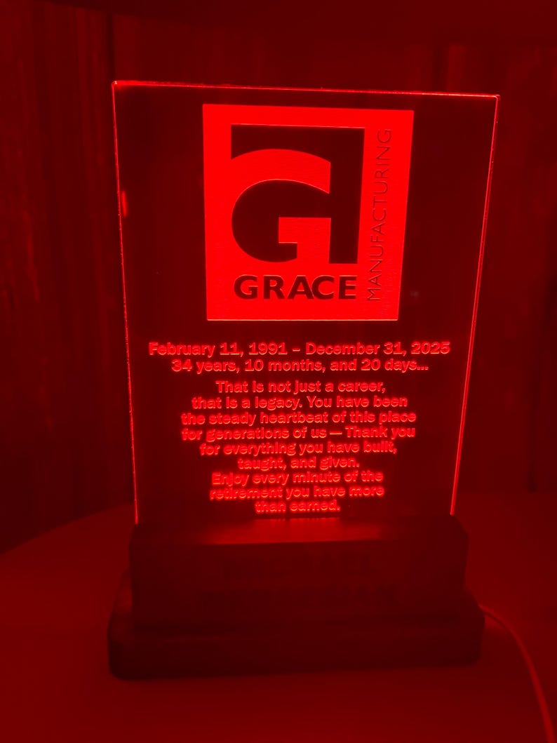 Led Lit Signs Trophe Wood and Acrylic - Led‑lit Trophy – Custom Engraved Award- Personalized ...