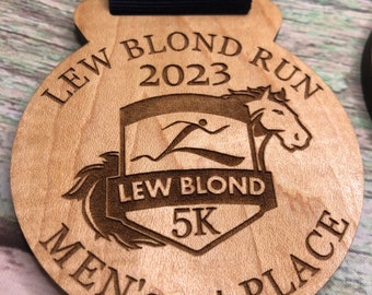 Custom Designed Laser Engraved Wood Medal