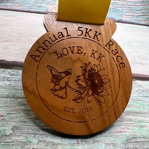 Custom Designed Laser Engraved Wood Medal