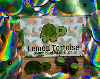 Lemon Tortoise - 35mm Hard Enamel Pin Badge - Lapel Pin - Cute Pin - Animal Pins