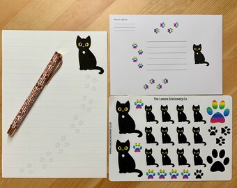 OTTER HOUSE WRITING PAPER VOGUE BLACK CATS 20 SHEETS & ENVELOPES  ENGLAND 