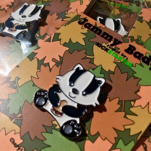 Jammy Badger Soft Enamel Pin Nature/Wildlife Inspired Black Nickel Rubber Clutch image 4