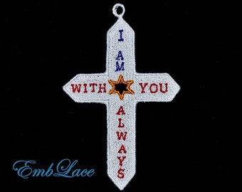 Embroidered Cross Bookmark with Star of David, Religious Gift
