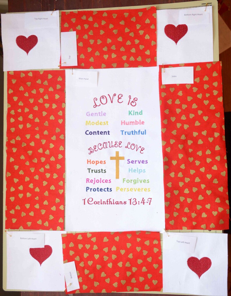 LOVE IS Quilt Kit Red With Gold Hearts. Bible Verse 1 Etsy