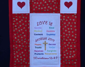 Love Is Quilt Embroidery Design, 1 Corinthians 13 (Digital Download)