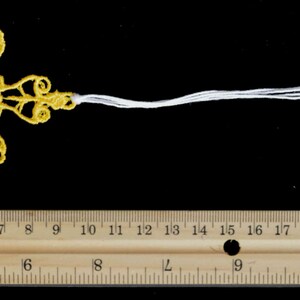 Yellow Crown Cross FSL Bookmark with Tassel. Gift for pastor, minister, librarian, teacher, grandparent, or avid reader. Easter. Graduation. image 4