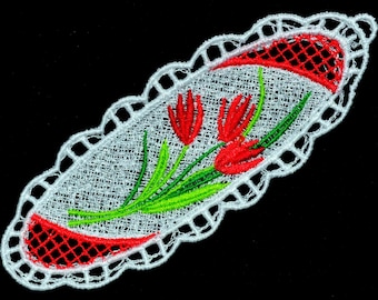 Red Tulip Free Standing Lace Bookmark