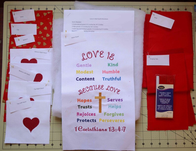 LOVE IS Quilt Kit Red With Gold Hearts. Bible Verse 1 Etsy