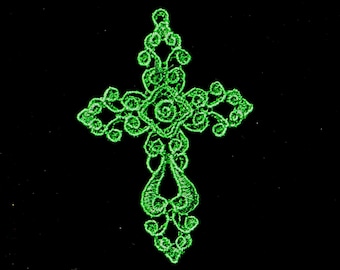 Green Embroidered Cross Bookmark, FSL Design