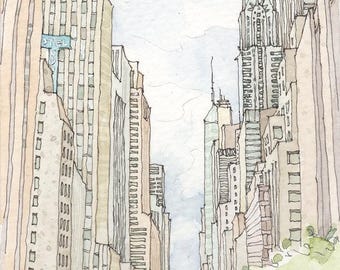 Chrysler Building Framed Art Print, NYC Watercolor Painting