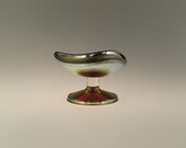 Bohemian Czech Rudolfova Hut Art Glass Iris Iridescent Candle Holder by Vaclav Hanus