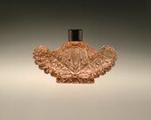 Bohemian Czech Art Deco Rosaline Cut Glass Perfume Bottle Flacoon