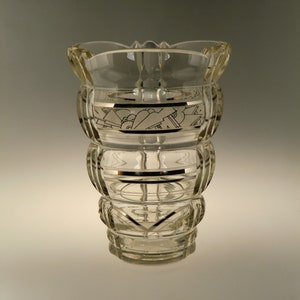 VERY RARE Bohemian Czech Significant Art Deco Cut Glass Vase by Karel Palda