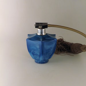 Bohemian Czech Curt Schlevogt Ingrid Lapis Lazuli Glass Perfume Bottle Flacon RARE