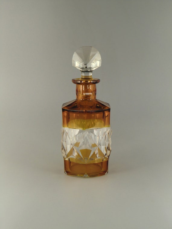 Bohemian Czech Art Deco Cubist Glass Perfume Bottle Flacon | Etsy