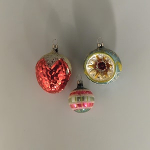 Bohemian Czech Vintage Christmas Glass Ornaments Hand Blown Hand Painted