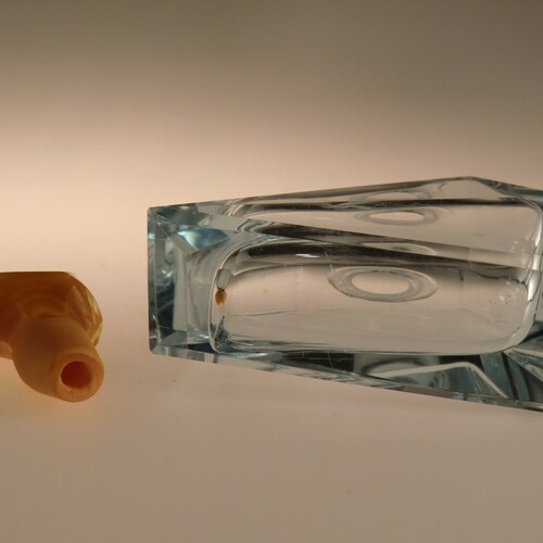 Bohemian Czech Art Deco Cut Glass Perfume Bottle Flacon with shops Stopper