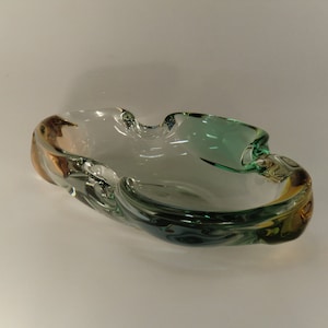 Bohemian Czech Art Glass Ashtray Rhapsody Collection by Frantisek Zemek for Moser Karlovarske Sklo Mstisov Glassworks