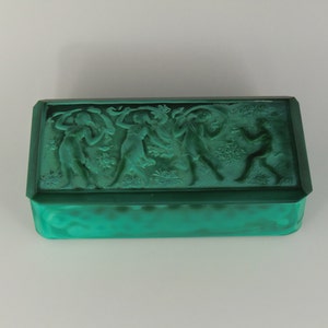 Bohemian Czech Art Deco Malachite Jade Glass Dose by Heinrch Hoffman Ingrid collection RARE
