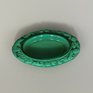 Bohemian Czech Art Deco Malachite Glass Dish / Bowl by Schlevogt