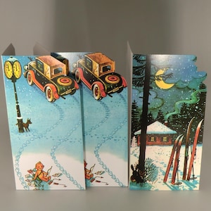 Boho Czech Vojtech Kubasta Tre biglietti di auguri natalizi Decorazione di carta Biglietti di Natale