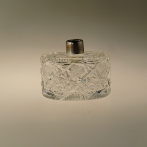 Bohemian Czech Art Deco Crystal Clear Cut Glass Perfume Bottle