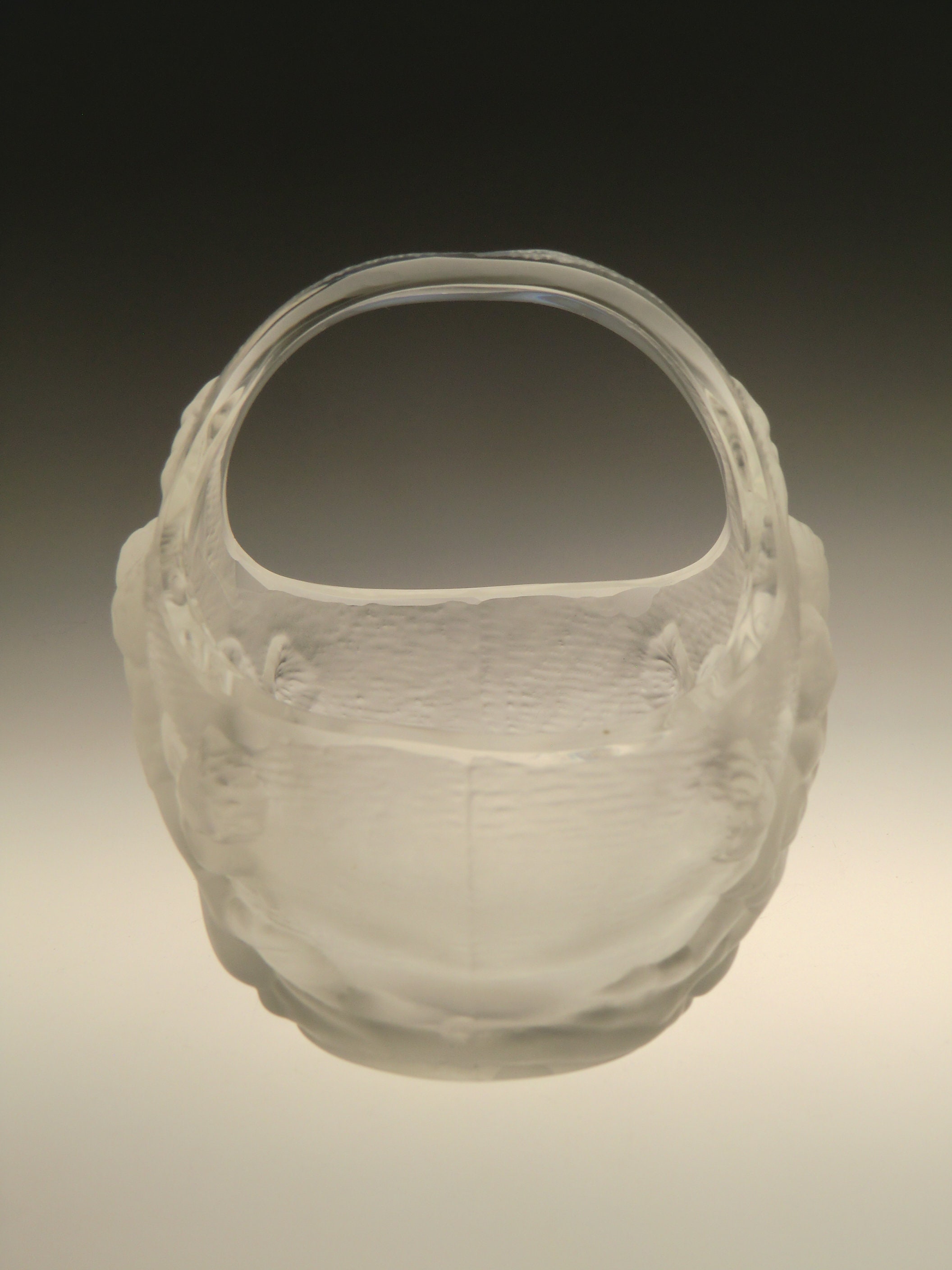 Bohemian Czech Art Deco Cut Glass Basket Bowl by Curt Schlevogt  display picture 1