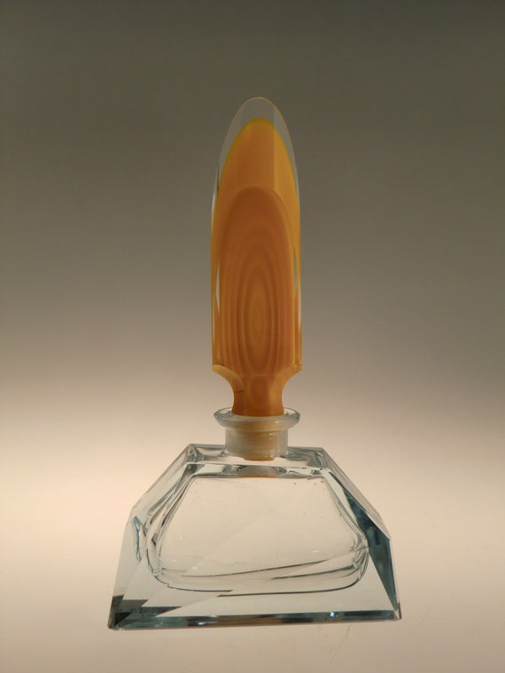 Bohemian Czech Art Deco Cut Glass Perfume Bottle … - image 5