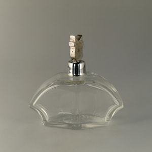 Bohemian Czech Art Deco Crystal Clear Cut Glass Perfume Bottle
